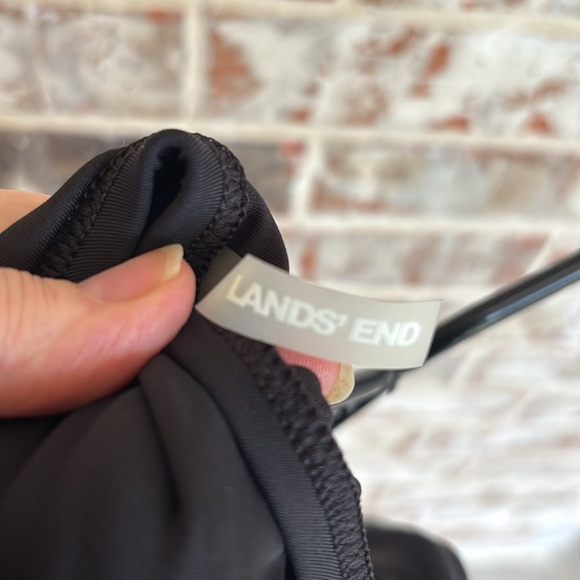 Land’s End Charcoal V-neck Embroidered Crisscross One Piece Swim Suit - Picture 6 of 7